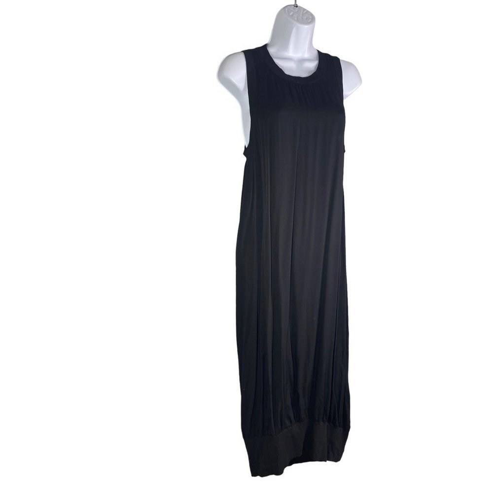 Lumiere Womens Cocoon Dress Black Stretch Midi Scoop Neck Sleeveless Artsy M New - Picture 6 of 11